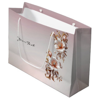 Sierlijke roze bloemengeschenkzak groot cadeauzakje