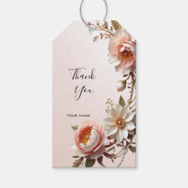 Sierlijke roze en witte bloemen cadeaukaart cadeaulabel