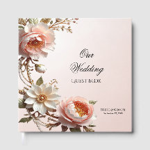 Sierlijke Roze en Witte Bloemen Gastboek