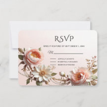 Sierlijke roze en witte bloemen RSVP kaart