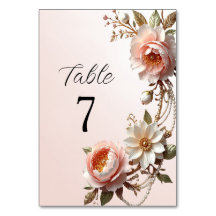 Sierlijke roze en witte bloemen Tafelnummer