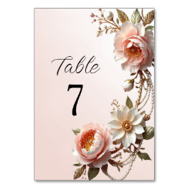 Sierlijke roze en witte bloemen Tafelnummer