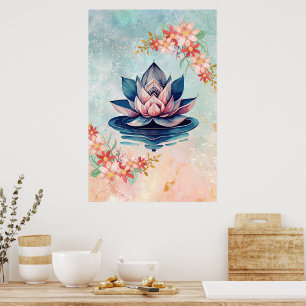 Sierlijke Roze Groene Zuiverheid Lotus Poster