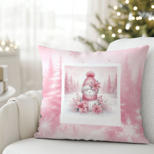 Sierlijke Roze Kussen Sneeuwman RozeKerstmis Bos
