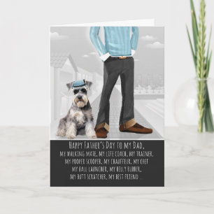 Sierlijke Schnauzer-hond en papa, grappige Vaderda Feestdagen Kaart