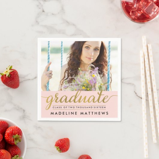 Sierlijke Script EDITABLE KLEUR Afstuderen servett Servet (Insitu)