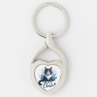 Sierlijke Sleutelhanger met Katten Kunst – Cadeau 