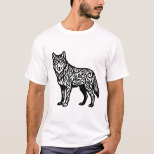 Sierlijke Stamwolf met Decoratieve Krullen T-shirt