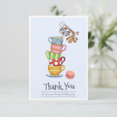 Sierlijke Stapel Theekopjes  Bedankkaart (Staand voorkant)