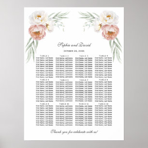 Sierlijke Stof Roze Bloemen Huwelijks Zitplaats Gr Poster