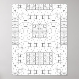 Sierlijke tegelpatroon kleurplaat symmetrie ontwer poster
