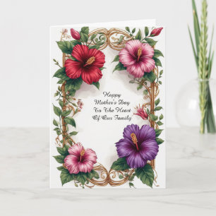 Sierlijke Tropische Hibiscus Bloemenframe Kaart