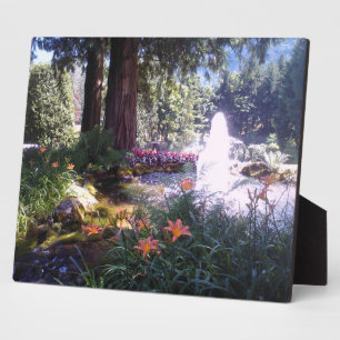 Sierlijke tuin met waterfontein fotoplaat