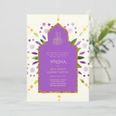 Sierlijke tweetalige WALIMA Nikah Moslim Huwelijk Kaart (Staand voorkant)