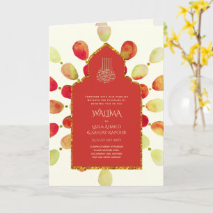 Sierlijke tweetalige WALIMA Nikah Moslim Huwelijk Kaart