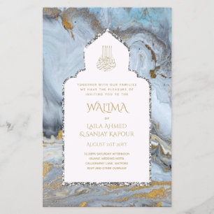 Sierlijke tweetalige WALIMA Nikah Moslim Trouwfees Flyer