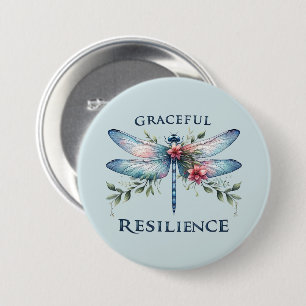 Sierlijke veerkracht - Artistieke libel Ronde Button 7,6 Cm