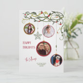 Sierlijke vier foto kerstkaart (Staand voorkant)