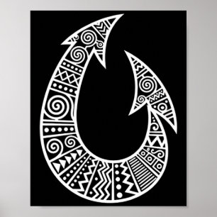 Sierlijke vishaak tribale kunst vishaak poster
