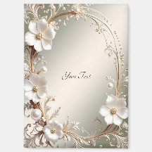 Sierlijke witte bloemenframe magneet