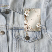 Sierlijke witte bloemframeknop button (Insitu)