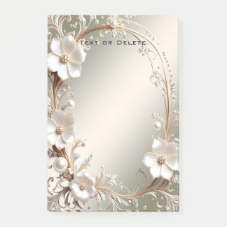 Sierlijke witte bloemrijke frame post-it notities post-it® notes