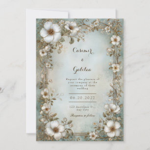 Sierlijke witte bloesem taling watercolor frame tr kaart