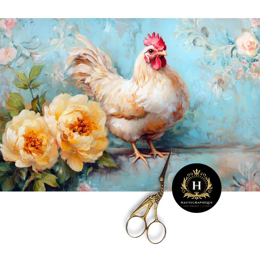 Sierlijke witte kip gele bloemen ontkoppeling tissuepapier