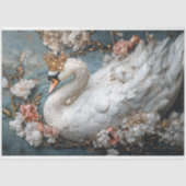 Sierlijke  Witte Zwaan Bloemen Decoupage Tissuepapier (Voorkant)