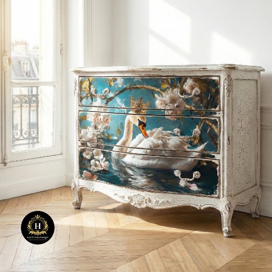 Sierlijke Witte Zwaan Bloesem Branches Decoupage Tissuepapier