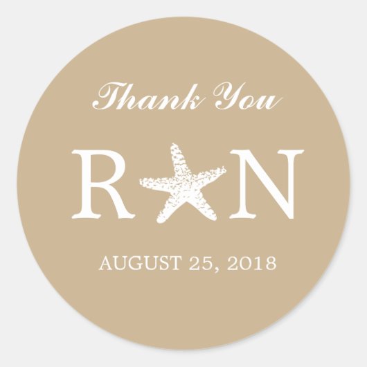 sierlijke zeester | Bruiloft Ronde Sticker (Voorkant)