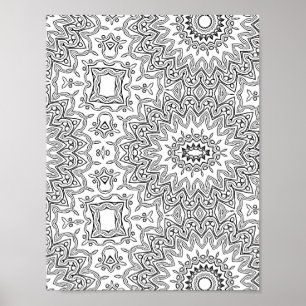 Sierlijke Zonnebundel Mandala Patroon Kleurplaat K Poster