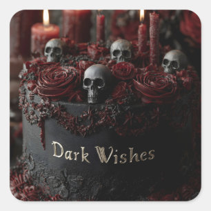 Sierlijke Zwarte Gotische Feestcake Vierkante Sticker