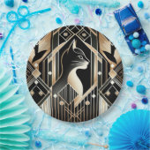 Sierlijke Zwarte Kat Abstract Papieren Bord (Feest)