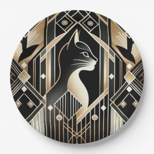 Sierlijke Zwarte Kat Abstract Papieren Bord