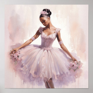 Sierlijke zwarte suiker pruim fee in roze tutu poster