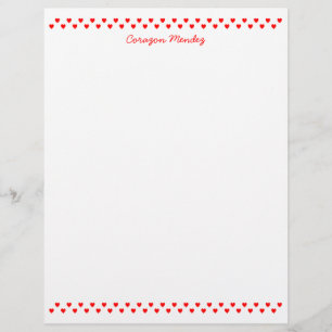 Sierpapier met kleine rode hartjes briefpapier