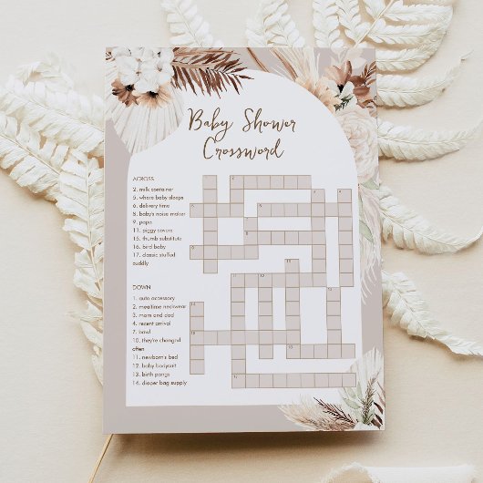 SIERRA Bohemian Baby shower Crossword Carte de jeu