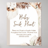 SIERRA Boho Baby Sock Hunt Baby shower Game Sign Poster (Voorkant)