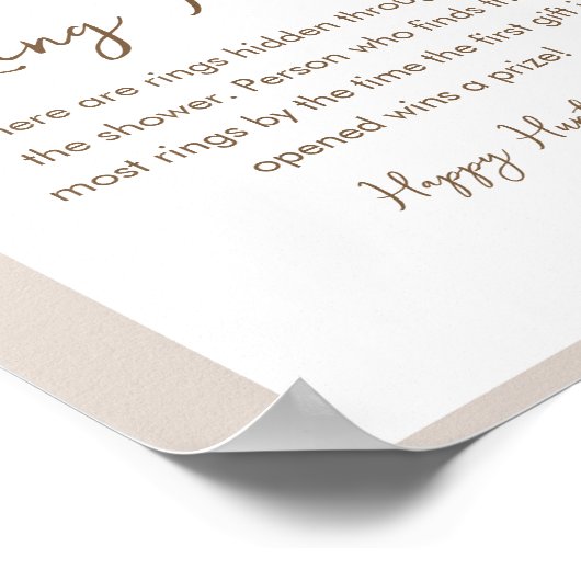 SIERRA Boho Ring Hunt Vrijgezellenfeest Game Sign Poster (Hoek)