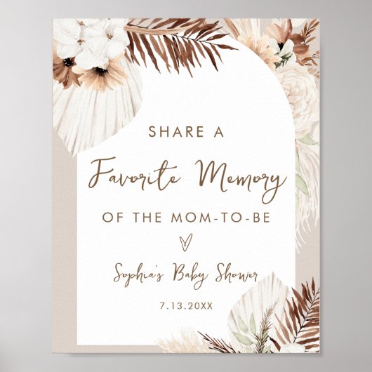 SIERRA Boho Share Favoriete Memory Baby shower Sig Poster (Voorkant)
