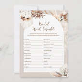 SIERRA Boho Word Scramble Vrijgezellenfeest Game K Kaart (Voorkant)