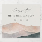 Sierra Dusk | Woestijnberg zonsondergang bruiloft Sparkling Wijnetiket (Enkel label)