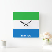 Sierra Leone Flag Dazzling Patriotic Vierkante Klok (Huis)