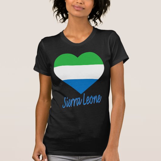 Sierra Leone Flag Heart T-shirt (Voorkant)