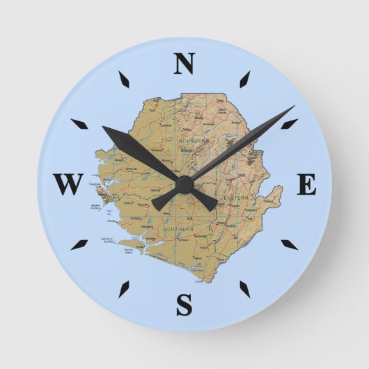 Sierra Leone Map Clock Ronde Klok (Voorkant)