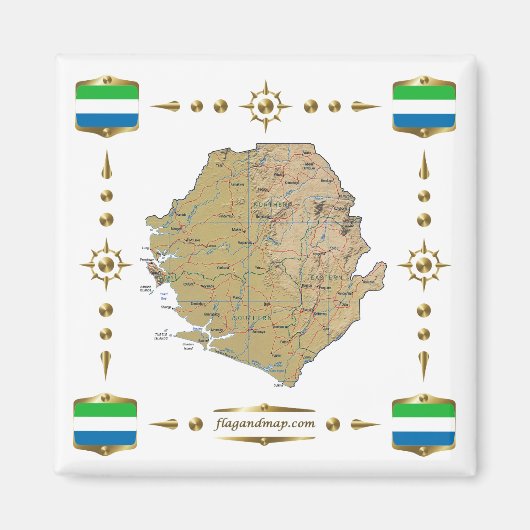 Sierra Leone Map + Flags Magnet Magneet (Voorkant)