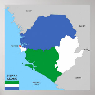 sierra leone vlag land politieke kaart poster