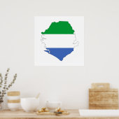 sierra leone : vlaggenvormkaart poster (Keuken)