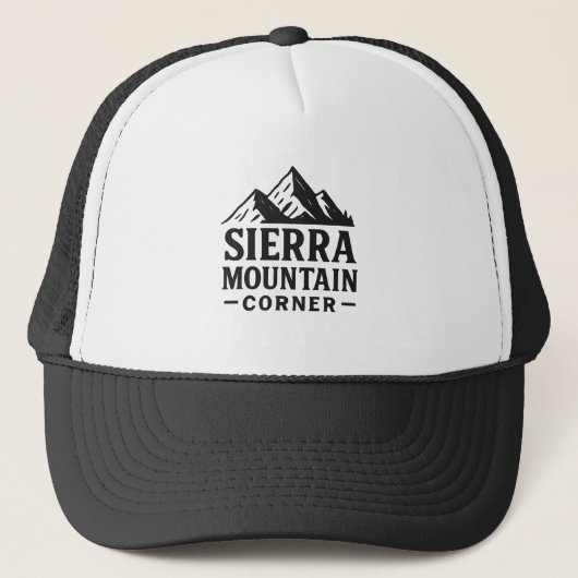 Sierra Mountain Corner – Adventure Logo Design Trucker Pet (Voorkant)